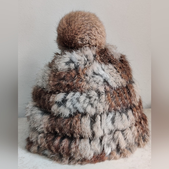 Genuine Rabbit Fur Woven Beanie Hat by Pleau Boutique - Picture 10 of 12